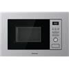 Hisense BIM320G41X - Microonde integrabile, 1000 W, 20 l, altezza 38,8 cm x larghezza 59,5 cm, colore inox, 5 livelli di potenza, 15 programmi preimpostati, Grill Combo, Scongelare per tempo o peso