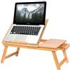 Bakaji Tavolino Vassoio Letto Artista Divano Porta Notebook Pc Tablet, con cassetro, Pieghevole in Legno Bambu Bamboo 55 x 33 x 24 cm