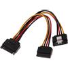 SATA Power Y Splitter Cavo Adattatore 15Pin Maschio A 2 Femmina Chassis Cavo