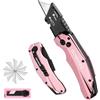 WORKPRO Coltello Taglierino, con 10 Lame di Ricambio, Taglierino Rosa