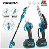 YOFIDRA KIT POTATURA MINI MOTOSEGA 8" FORBICE CESOIA A BATTERIA CON ASTA TELESCOPICA