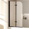EMKE Pannello doccia per vasca da bagno, 100 x 140 cm, pieghevole, 2 pezzi, con vetro di sicurezza monolocale da 6 mm, per vasca da bagno, divisorio per doccia