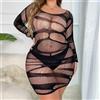Sexy lingerie Hot Abito a Rete Manica Lunga Taglie forti