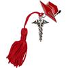 PuntoCasaStore® 12 pz ciondolo zama laureato in farmacia con tocco e caduceo 4 cm nappina rossa