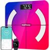 Healthkeep Bilancia pesata persona, Healthkeep Bilancia Impedenzimetro Bluetooth connessa ad alta precisione con App 13 indicatori per Andriod e iOS Max 180kg/400lb/28st, 28 x 28 cm, multicolore