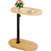 Sehauseu Tavolino Laterale Forma C Bambù Metallo Moderno Altezza Regolabile, Side Table,
