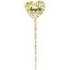 Generico 12X PICK legno GIALLO forma cuore con UCCELLINO E MIMOSA AUGURI 26x8cm 1GSN