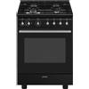 Smeg Cucina a Gas 4 Fuochi Forno Elettrico Ventilato 60x60 cm Classe A CX61GMBL Smeg