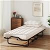 COSTWAY Letto Brandina Pieghevole con Materasso in Memory Foam 4 Ruote Girevoli