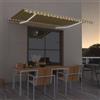 vidaXL Tenda da Sole Retrattile Manuale e LED 450x300 cm Gialla Bianca