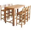 vidaXL Tavolo e Sedie da Bar Set 7 pz in Legno di Acacia Massello