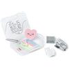 Legami - Mini Set di Cancelleria, 6 Accessori in Formato Mini: Forbici, Gomma, Segnapagina, Nastro Adesivo con Dispenser, Cucitrice e Punti Metallici, 7x10,5 cm, Pratica Scatola da trasportare