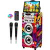 DYNASONIC 025 Macchina Karaoke per Bambini con 2 Microfoni con Cavo e Luci LED, Cassa Bluetooth Portatile Design Decorativo, Regalo di Natale e Compleanno per Bambine, Bambini e Ragazzi
