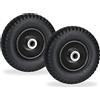 Relaxdays Ruota da Carriola 2.50-4, Set da 2, Gomma Piena, Ruotino Antipanne, Max. 80 kg, Cerchione in Acciaio, Nero