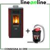 Qlima Stufa a pellet 8,24 kW Qlima Fiorina 74 S-LINE Red Slim + Aspiracenere risca...
