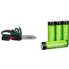 Theo Klein 8399 Bosch Chain Saw I Authentic Replica of the Original I Battery - Powered Saw with Light and Sound Effects & Amazon Basics - Batterie AA ricaricabili, pre-caricate, confezione da 4