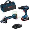 UTENSILERIA 1PZ BOSCH B SUPERKIT 18V TRAPANO+SMERIGLIATRICE+2BATTERIE 4,0AH+CARICATORE.: