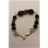 exploit argenti BRACCIALE ONICE NERA E CORALLO ROSSO ARGENTO DORATO CM 19-22 EXPLOIT
