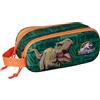 Safta JURASSIC WORLD 3D - Astuccio doppio 3D, astuccio per bambini, ideale per bambini in età scolastica, comodo e versatile, qualità e resistenza, 21 x 6 x 8 cm, verde scuro, M, Casual