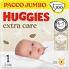 Huggies Extra Care, Pannolini Taglia 1 (2-5Kg), Ultra assorbente, Pacco Jumbo, 100 Pz
