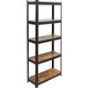 Relaxdays Scaffale Pesante in Acciaio/MDF, 500 kg, 180x75x30 cm, 5 Ripiani Effetto Legno, Nero/Marrone