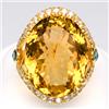 Thaigesstore 💎 Anello citrino naturale e topazio in argento sterling 925 (placcato oro gi...