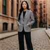 GANT Giacca Donna In Gessato Stretch Regolare EU38 Blu A Quadri Con Un Petto