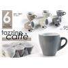 Gicos Set 6 tazzina caffè tipo bar 2 grigio 2 tortora 2 bianco