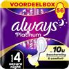 Always Platinum - Asciugamani igienici con alette Secure Notte, misura 4, flusso ad Abbondanti in formato Eco, 56 tasche singole (4 x 14), 5 dimensioni di comfort