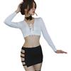 Set Gonna Bandage Sexy E Top Crop Hollow Out Costume Erotico Da Festa Club