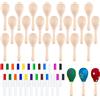 Does not apply 24 Mini Maracas in Legno Fai Da Te per Bambini Con 24 Penne Multicolore, Bomboni