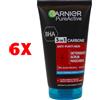 Garnier 6 X Garnuer Maschera Pure Active Carbone 3in1 Anti-punti Neri 150 Ml