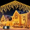 Luci Natale Esterno 10M Luci Di Natale Da Esterno Cascata 400 LED Tenda Luminosa