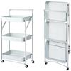 Megashopitalia Carrello Cucina Pieghevole Multiuso con Manico 3 Ripiani Cestelli 4 Ruote girevo