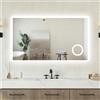 AICA LTALY Specchio bagno 120x70cm Led Con 3 Luci + ingrandimento + Bluetooth + orologio