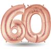 Dream's Party Pallone compleanno numero 60 anni ROSA GOLD 101cm palloncini gonfiabile aria, EL