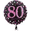 ANAGRAM Palloncino foil mylar 80 ANNI colore NERO e ROSA/FUXIA con stampa olografica - 4