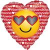 ANAGRAM Pallone CUORE ROSSO con SMILE -PALLONCINO gonfiabile ad aria o elio 45CM