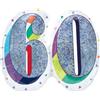 ANAGRAM Palloncino Numero 60 ANNI Argento POP ART - gonfiabile ad aria o elio - 66x53cm