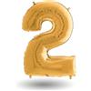Dream's Party Pallone compleanno numero 2 anni Oro 101cm palloncini gonfiabile aria, ELIO