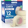 Nastro Di Carta - 12 Rotoli Di Nastro Da Imbianchini 50Mm X 50M - Carta Gommata