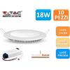 V-TAC 10 PANNELLI V-TAC FARO FARETTO LED ULTRASLIM DA INCASSO 18W ROTONDO VT1807RD