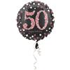 ANAGRAM Palloncino foil mylar 50 ANNI colore NERO e ROSA/FUXIA con stampa olografica - 4