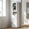 DecHome Colonna Bagno 2 Ante 1 Ripiano con Vetrina 40x30x165 cm Bianco DecHome