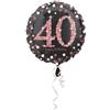 ANAGRAM Palloncino foil mylar 40 ANNI colore NERO e ROSA/FUXIA con stampa olografica - 4