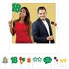 BIG PARTY 8 BASTONCINI SELFIE 18 ANNI buon compleanno,palloncini, pacco regalo, occhiali,
