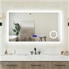 AICA LTALY Specchio bagno 100x60 cm Led Con 3 Luci + ingrandimento + Antinebbia+Bluetooth