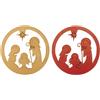DEKORA Set 2 Presepe di Natale in Zucchero 2D Rosso e Oro decorazione natalizia dolci