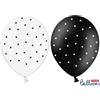 PartyDeco 10 PALLONCINI in lattice Neri e Bianchi con stampa STELLINE - Ø 12in / 30cm