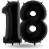 Dream's Party Pallone compleanno numero 18 anni Nero 101cm palloncini gonfiabile aria, ELIO